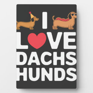 Plaque Photo J'adore les Illustrations Amusantes de Dachshunds