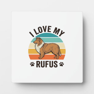 Plaque Photo J'adore mon design de chien vintage Rufus_1