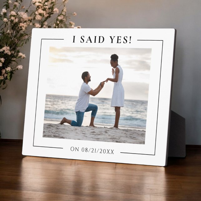 Plaque Photo J'AI DIT OUI ! Garde-fiançailles photo moderne (i said yes , modern engagement photo plaque , special keepsake to tresure forever. )