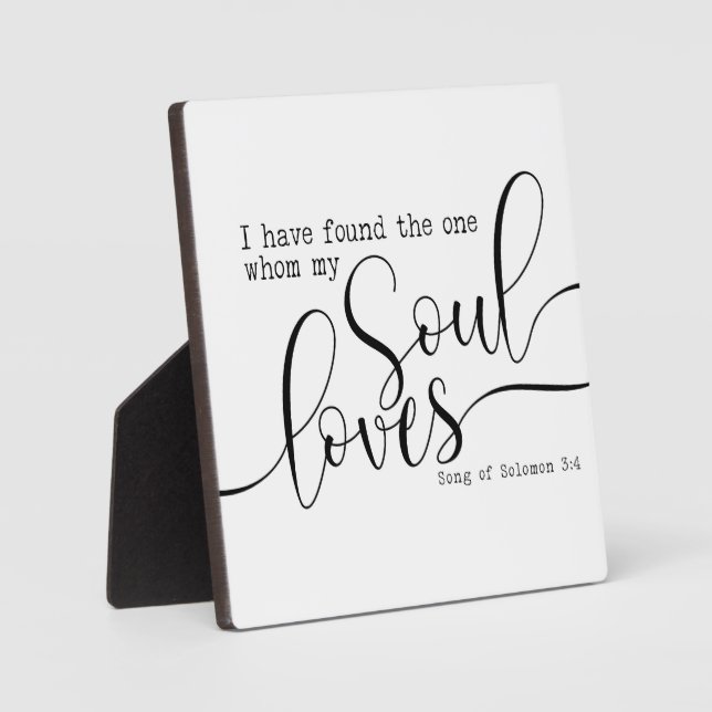 Plaque Photo J'ai trouvé celui que mon âme aime Signe (Recto)