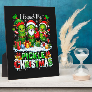 Plaque Photo J'ai trouvé le pickle Noël Trois Père Noël
