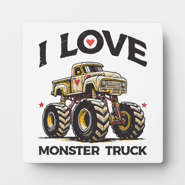 Plaque Photo J'aime les camions monstres (Devant)