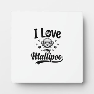 Plaque Photo J'aime mon design de chien gravure vintage Maltipo
