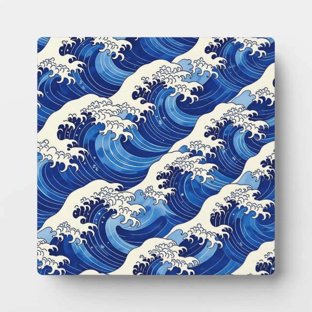 Plaque Photo Japanese Great Wave Pattern Ocean  (Devant)