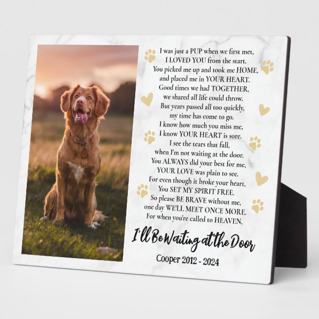 Plaque Photo J'attendrai au Mémorial aux Chiens Photo de Porte (Côté)