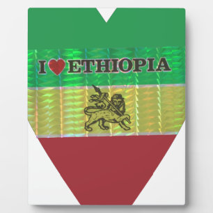 Plaque Photo Je cœur drapeau - Amour Éthiopie Rouge Or Vert H