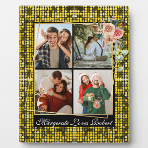 Plaque Photo JE T'AIME 4 Photo jaune OR Paillettes Saint-Valent