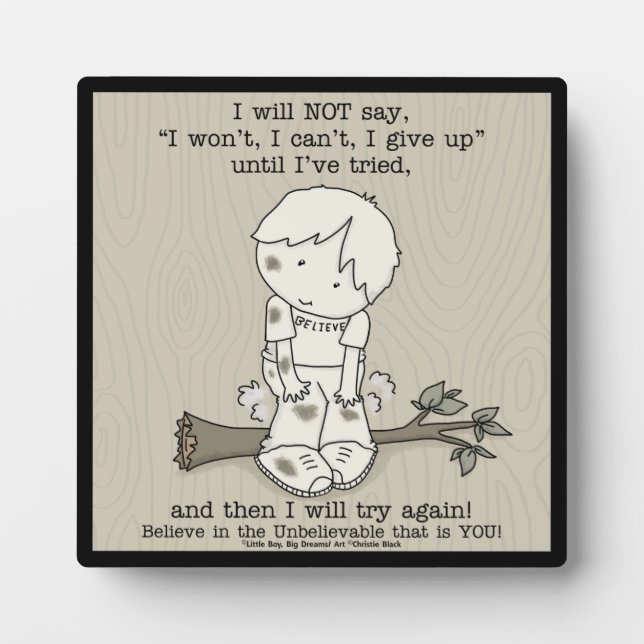 Plaque Photo Je vais réessayer (Devant)