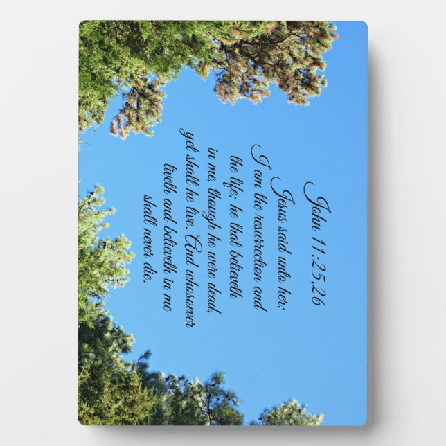 Plaque Photo Jean 11:25,26 Jésus lui dit : Je suis le (Devant)