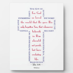Plaque Photo Jean 3:16 Croix Rouge, Blanche et Bleue