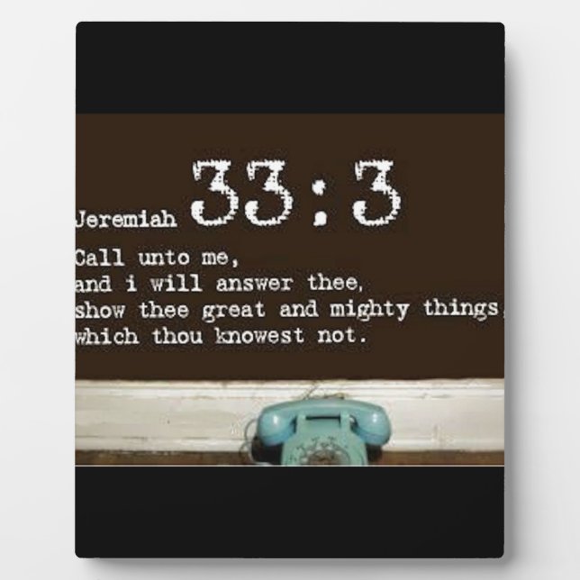 Plaque Photo Jérémie 33:3 (Devant)