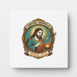 Plaque Photo Jésus a laissé tomber la guimauve Feu de camp Fête