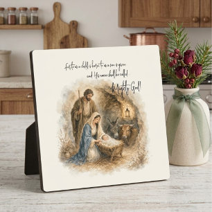 Plaque Photo Jésus bébé de la Nativité aquarelle Dieu Tout-Puis
