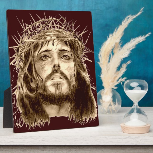Plaque Photo Jésus-Christ avec une couronne d'épines (Côté)