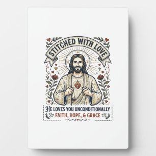 Plaque Photo Jésus Couture Tricotage Chemise Graphique Chrétien