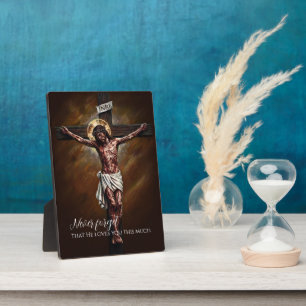 Plaque Photo Jésus Crucifié Est Mort pour Nous à Cause de Nos P
