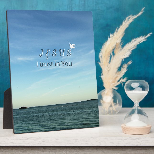 Plaque Photo Jesus & Dove Serene Faith Sky Art (Côté)