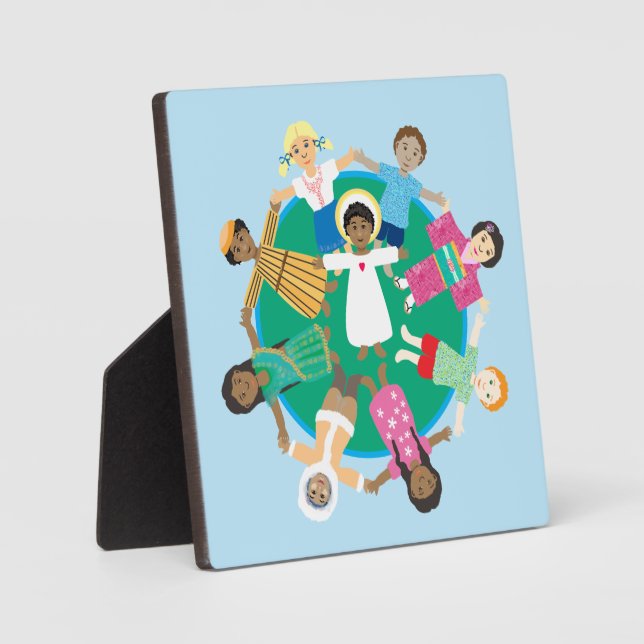 Plaque Photo Jésus et enfants de toutes les nations (Recto)