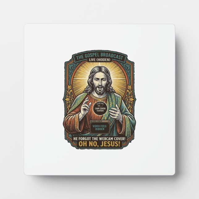 Plaque Photo Jésus Fond noir Couverture de webcam oubliée Virtu (Devant)