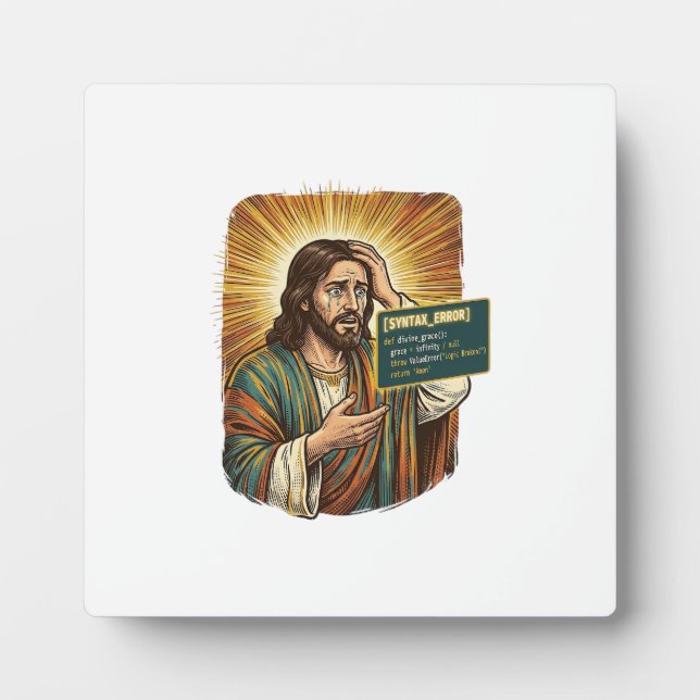 Plaque Photo Jésus pleurant Erreur de syntaxe Codage Programmeu (Devant)