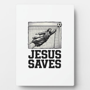 Plaque Photo Jesus Sauve Gardien de Football T-Shirt Gravure Vi