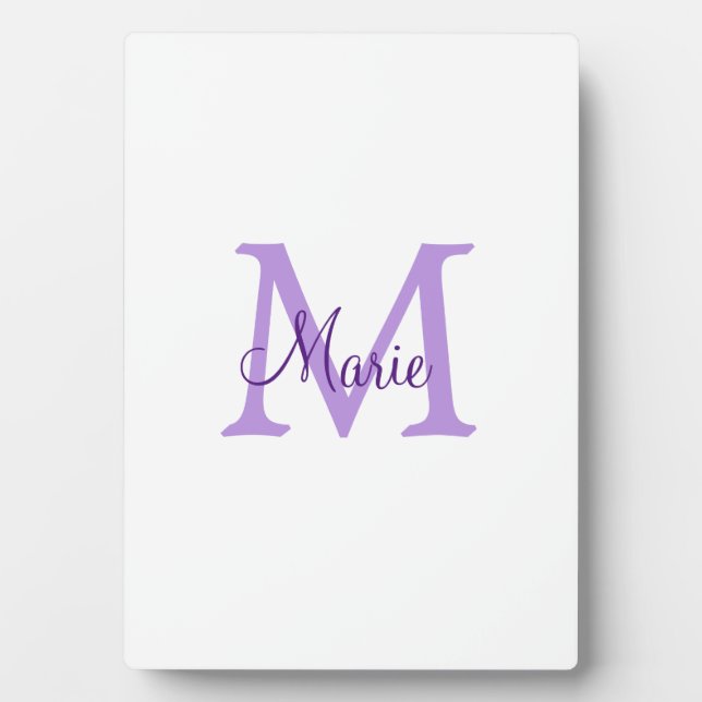 Plaque Photo jeté simple minimal ajouter nom monogramme rose ro (Devant)