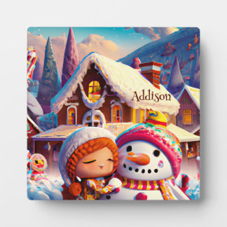 Plaque Photo Jeu d'argile de Noël Pain d'épices Snowman hiver