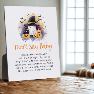 Plaque Photo Jeu de Baby shower "Don't Say Baby" pour Halloween