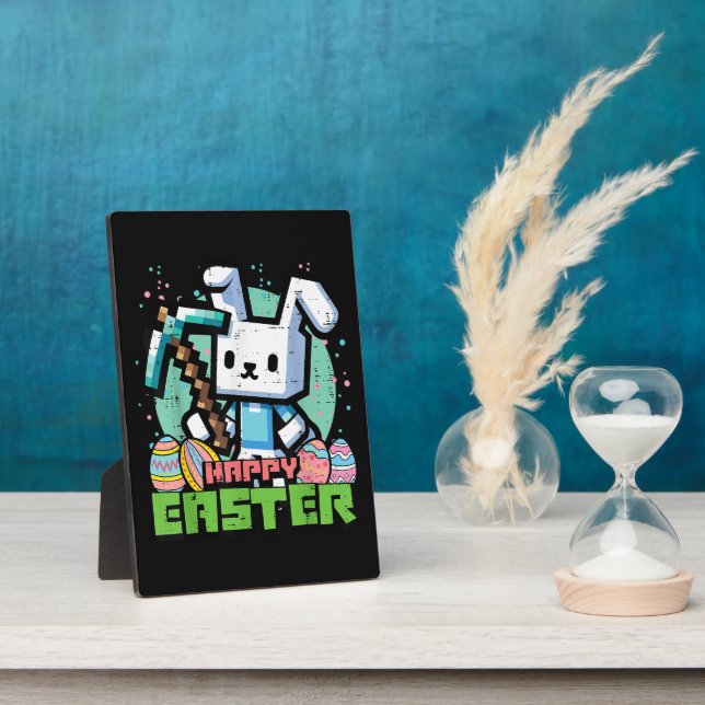 Plaque Photo Jeu de pixels de lapin de Pâques heureux  (Côté)