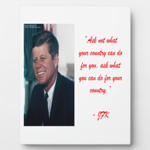 Plaque Photo JFK & Citation de Ne Pas Demander