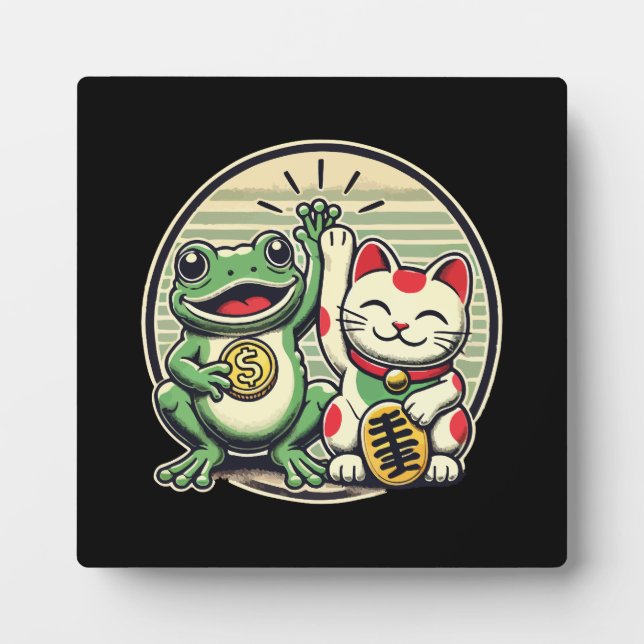 Plaque Photo Jin Chan et Maneki Neko - La chance et la prospéri (Devant)
