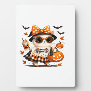 Plaque Photo Joli chat d'Halloween � Chat de sorcière Kawaii av