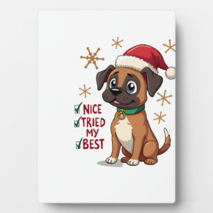 Plaque Photo Joli chien Boxer Noël Sympa J'ai fait de mon mieux