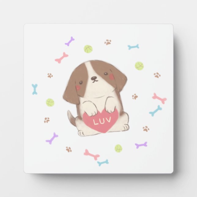 Plaque Photo Joli chiot avec l'illustration de LUV (Devant)