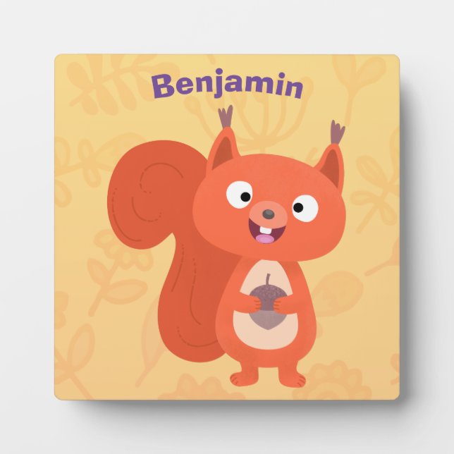 Plaque Photo Joli dessin animé d'écureuil roux (Devant)