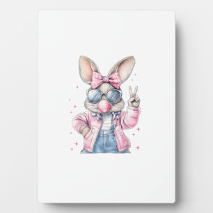 Plaque Photo Joli lapin de Pâques soufflant des bulles Femmes