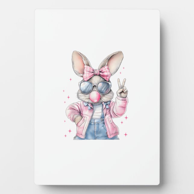 Plaque Photo Joli lapin de Pâques soufflant des bulles Femmes  (Devant)