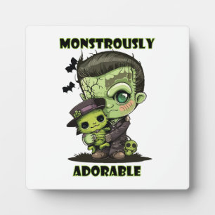Plaque Photo Joli monstre de Frankenstein avec peluche