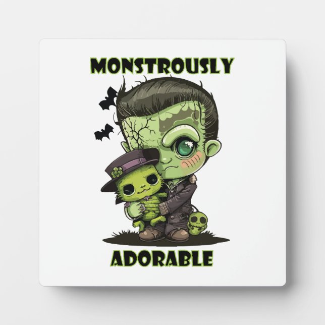 Plaque Photo Joli monstre de Frankenstein avec peluche (Devant)