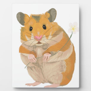 Plaque Photo Joli petit Hamster tenant une fleur