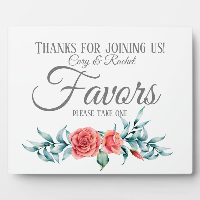 Plaque Photo Joli Rose & Eucalyptus Bouquet Faveurs de mariage (Devant)