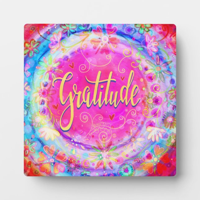 Plaque Photo Joli rose Floral Gratitude Inspirationnelle Easel (Devant)