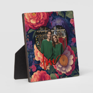 Plaque Photo Joli rouge violet floral personnalisation photo