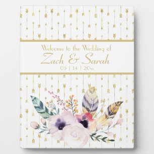 Plaque Photo Jolie Boho Bouquet Mariage Welcome Tabletop
