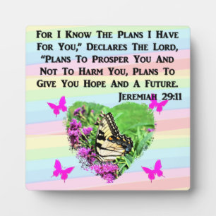 PLAQUE PHOTO JOLIE BOUTTERFLY JEREMIAH 29:11