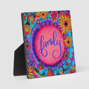 Plaque Photo Jolie famille amusante Floral Inspirivity Easel