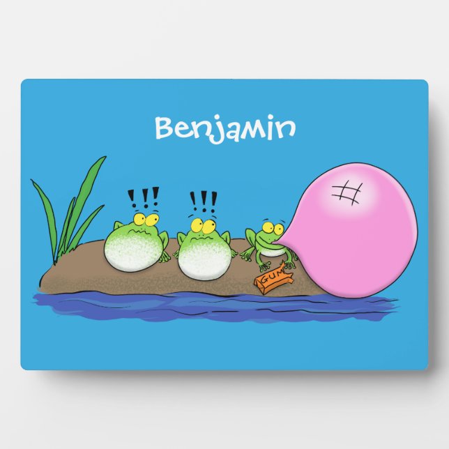 Plaque Photo Jolie grenouilles drôles bubblegum dessin animé il (Devant)