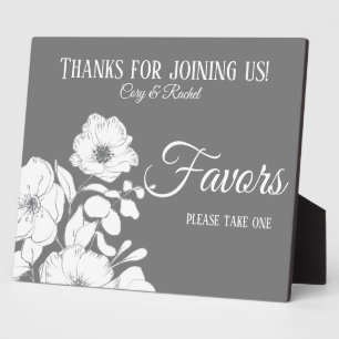 Plaque Photo Jolie Grey avec Blanc Floral Wedding Faveurs