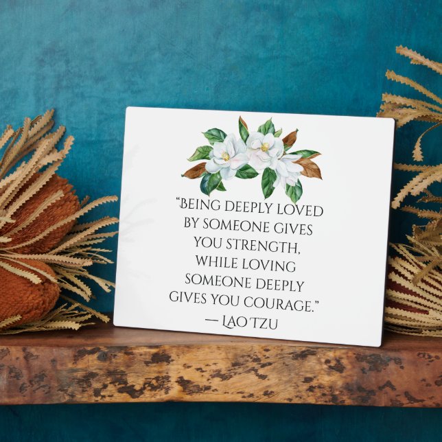 Plaque Photo Jolie Magnolias et Citation d'amour profond (Côté)