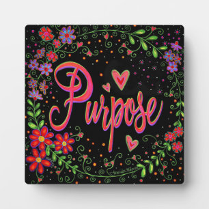 Plaque Photo Jolies fleurs de coeur Whimsical noir but